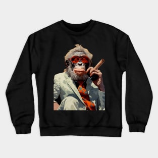 Cigar Smoking Orangutan: Sophisticated Orangutan Charm on a dark (Knocked Out) background Crewneck Sweatshirt